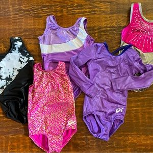 Lot of 5 Child Small CS Gymnastics Leotards GK
